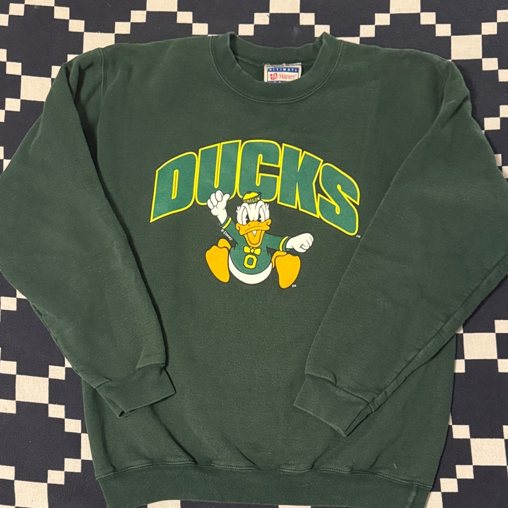 90s Vintage University of Oregon Ducks Crewneck - Hanes Ultimate Cotton